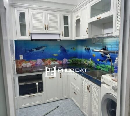Các bộ tủ bếp nhôm kính lắp đặt hoàn thiện tháng 11/2021