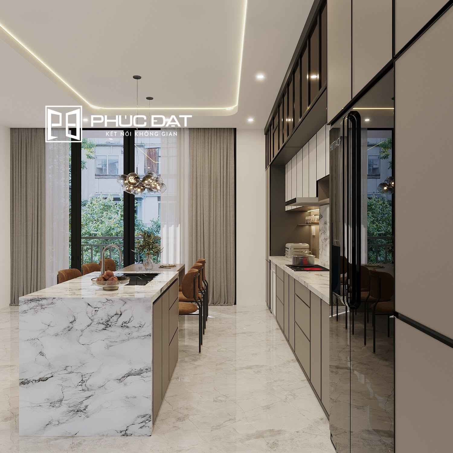 bếp inox công trình thực tế